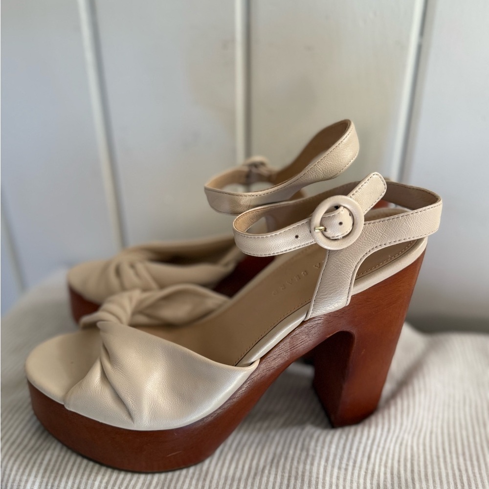 Veronica Beard Gela Cream Platform Sandals- 10